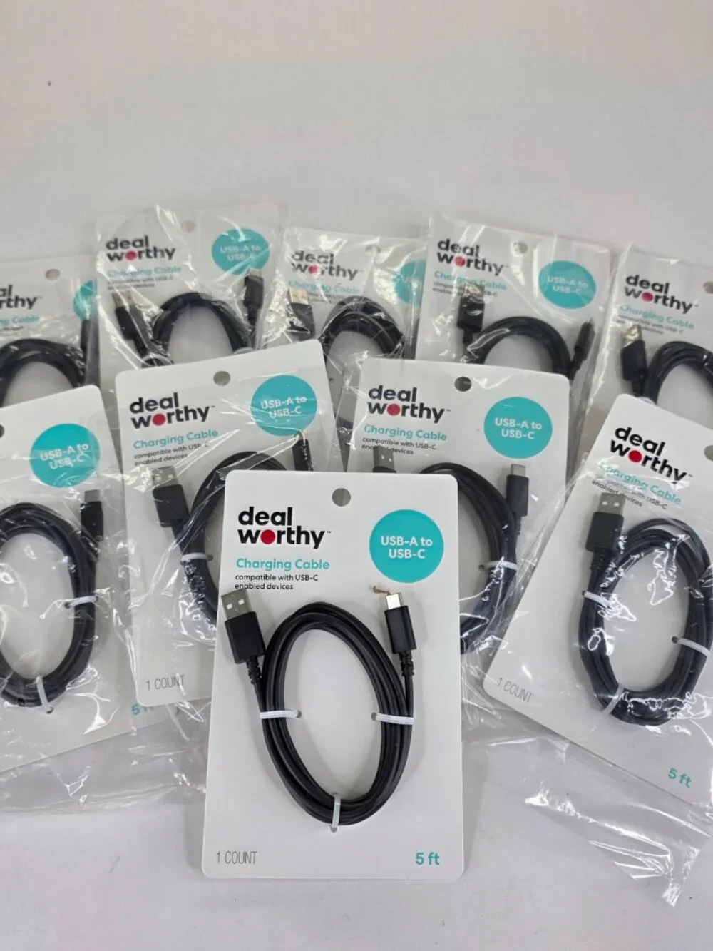 USB-A to USB-C Charging Cable Cord 10 Pack 5ft Phone Tablet